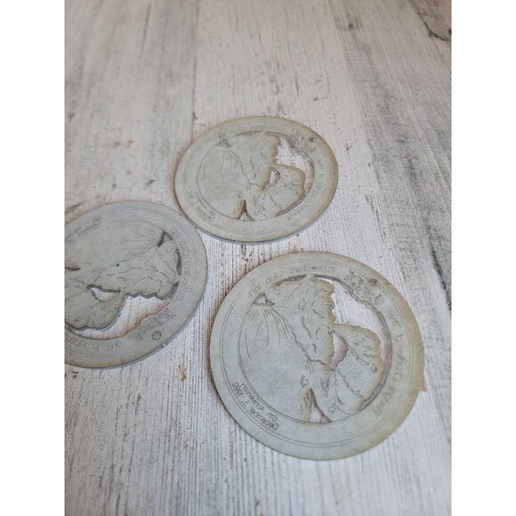 Vintage Wisconsin badger coca cola Santa Claus mirror ornament Xmas set - Picture 5 of 6